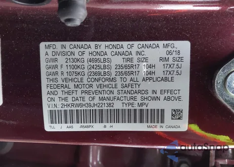 2018 Honda Cr-V Lx from USA, damaged, VIN 2HKRW6H39JH221382